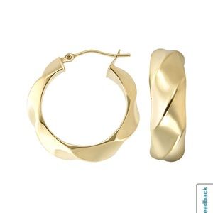 14K Gold Twist hoop Earrings Italy
